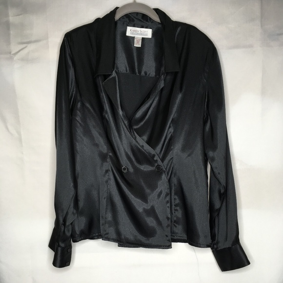 Karen Scott Tops - Karen Scott Black Wrap Sz 14 Sleek